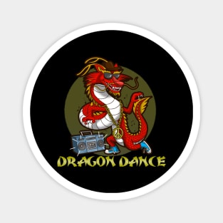 Funny Cool Cute Dancing Dragon Retro 80's 90's Music Boombox Urban Chinese New Year 2024 Cartoon Magnet